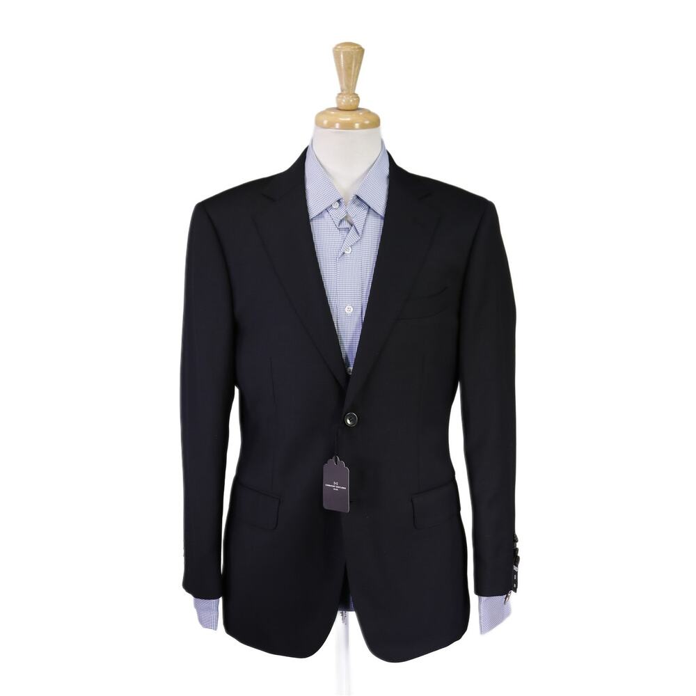 Combatant Gentlemen Solid Black 2-Btn Wool Blazer Jacket Tailored Fit 38S New
